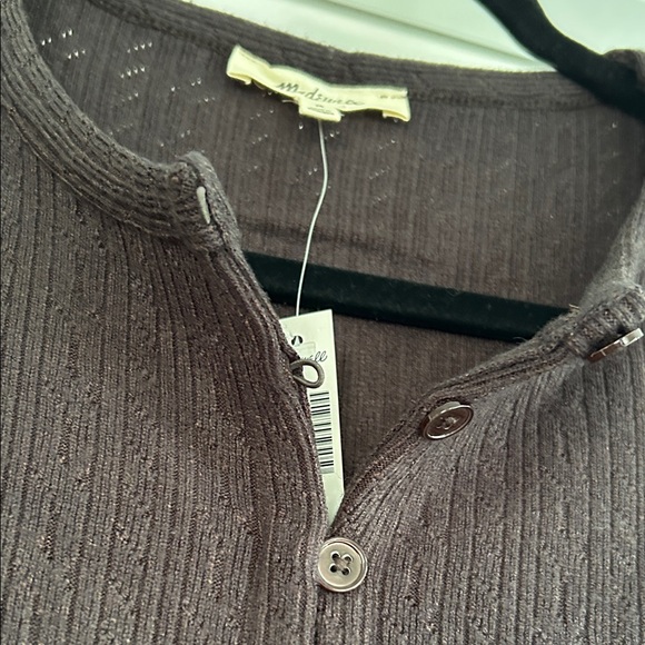 NWT-Madewell Dark Espresso Button-Down Knit Shirt- *Reasonable offers only* - Picture 11 of 13